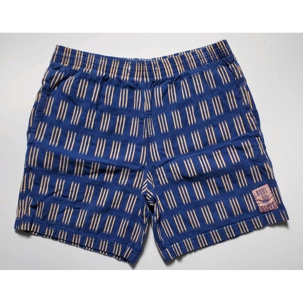 VTG 1989 Body Glove Board Surf Shorts Sz 30 Indigo Blue Woven Dobby Stripe Retro